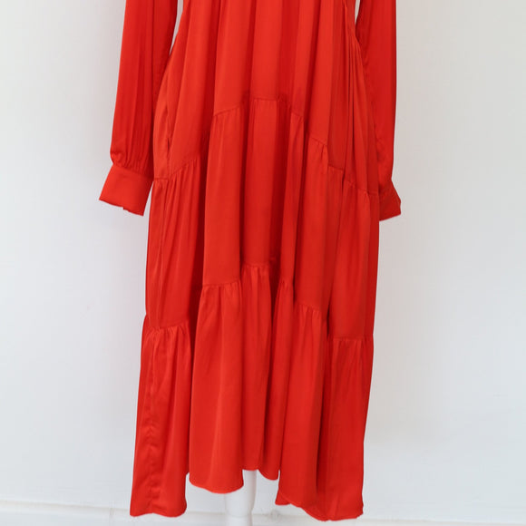 YDE Bright Red Satin Trapeze Dress | Size M