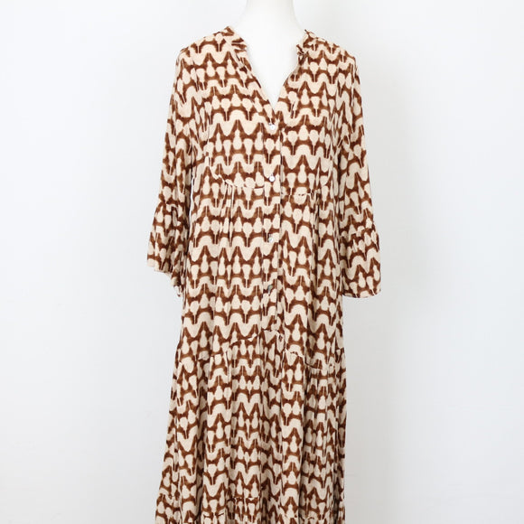 YDE Brown & Beige Trapeze Dress | Size M
