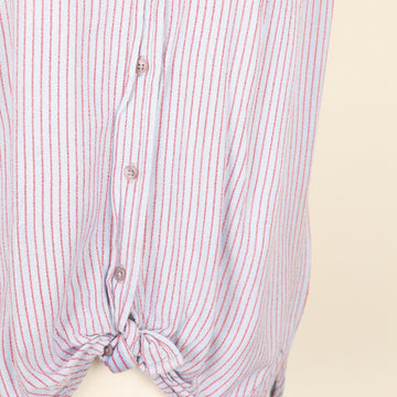 Rare Earth Blue & Red Stripe Blouse | Size 10 - 0
