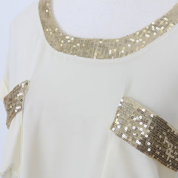 Cream Chiffon Blouse with Gold Accents | Size S - 0