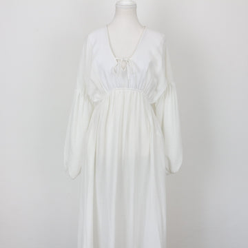 YDE Cream Long Sleeve Maxi Dress with Tie | Size M