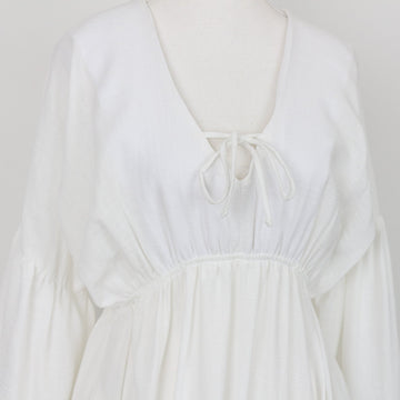 YDE Cream Long Sleeve Maxi Dress with Tie | Size M - 0