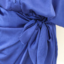 YDE Electric Blue Button-Up Mini Dress with Tie | Size M-4