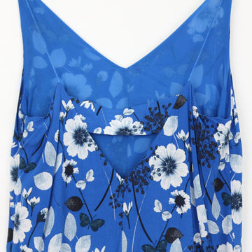 Mango Electric Blue & White Floral Jumpsuit | Size M - 0