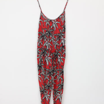 Mango Red Tropical Print Jumpsuit | Size M