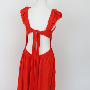 YDE Orange Linen Open-Back Dress | Size M - 0