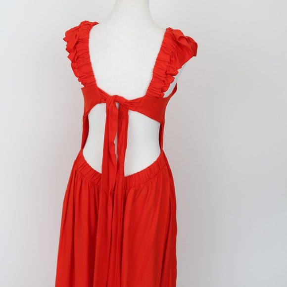 YDE Orange Linen Open-Back Dress | Size M