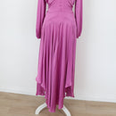 YDE Pink Satin Button-Up Long Sleeve Dress | Size S-4