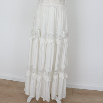 YDE White Embroidered Maxi Dress (M) - 0