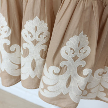 YDE Beige Cream Embroidered Trapeze Dress (M) - 0
