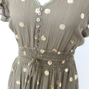 YDE Olive Green Bohemian Maxi Dress with Gold Accents (S)-2