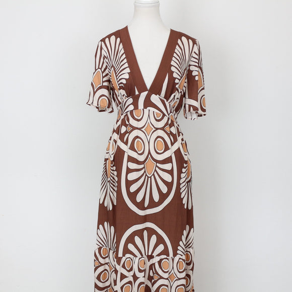 YDE Brown Floral Maxi Dress (M)
