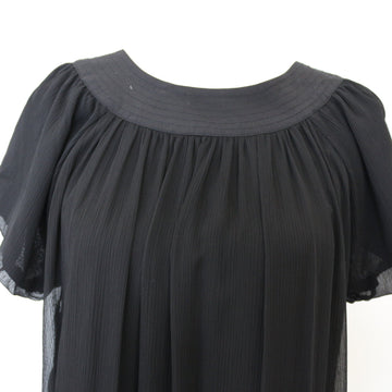 Black Crushed Chiffon Mini Dress (Size 8) - 0