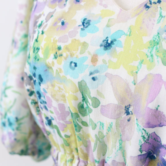 Poetry Floral Puff-Sleeve Maxi Dress, Size 8