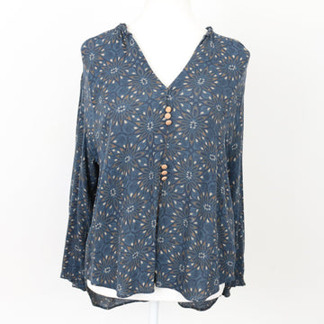 H&M Navy Patterned Blouse, Size 14