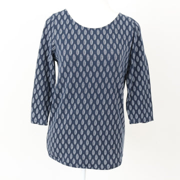 Trenery Navy Blue Leaf-Print Blouse, Size XS