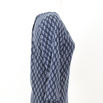 Trenery Navy Blue Leaf-Print Blouse, Size XS - 0