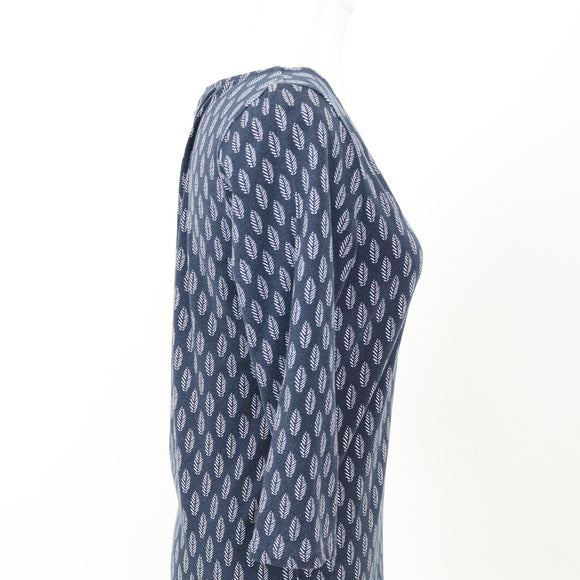 Trenery Navy Blue Leaf-Print Blouse, Size XS