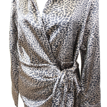 Foschini Dark Cheetah-Print Satin Wrap Dress, Size S - 0
