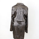 Foschini Dark Cheetah-Print Satin Wrap Dress, Size S-4