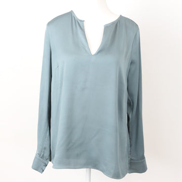H&M Sage Satin Long-Sleeve Blouse, Size 10