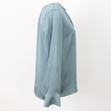 H&M Sage Satin Long-Sleeve Blouse, Size 10 - 0
