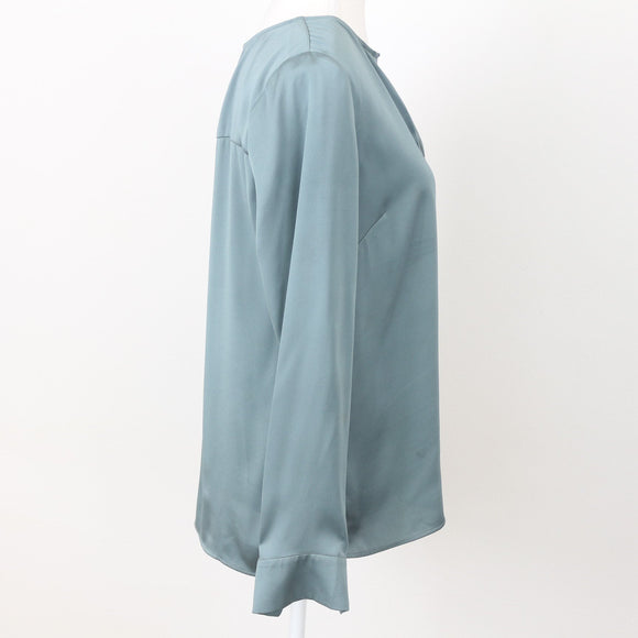 H&M Sage Satin Long-Sleeve Blouse, Size 10