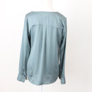H&M Sage Satin Long-Sleeve Blouse, Size 10-3