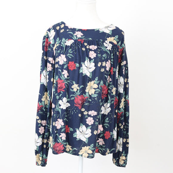Old Khaki Navy Floral Blouse, Size 10