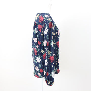 Old Khaki Navy Floral Blouse, Size 10 - 0