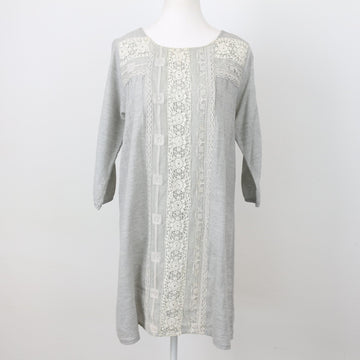 Grey Lace-Detail Dress, Size S