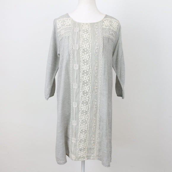 Grey Lace-Detail Dress, Size S