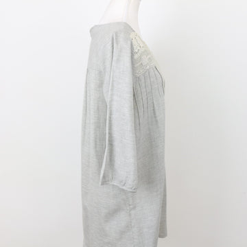 Grey Lace-Detail Dress, Size S - 0