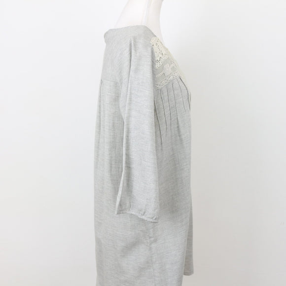 Grey Lace-Detail Dress, Size S