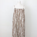 White and Brown Striped Midi Dress, Size M-1