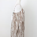White and Brown Striped Midi Dress, Size M-3