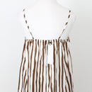 White and Brown Striped Midi Dress, Size M-4