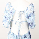 Milla Blue Floral Open-Back Midi Dress, Size 12-4