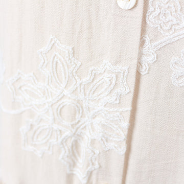 Linen-Feel Embroidered Midi Dress, Size M - 0