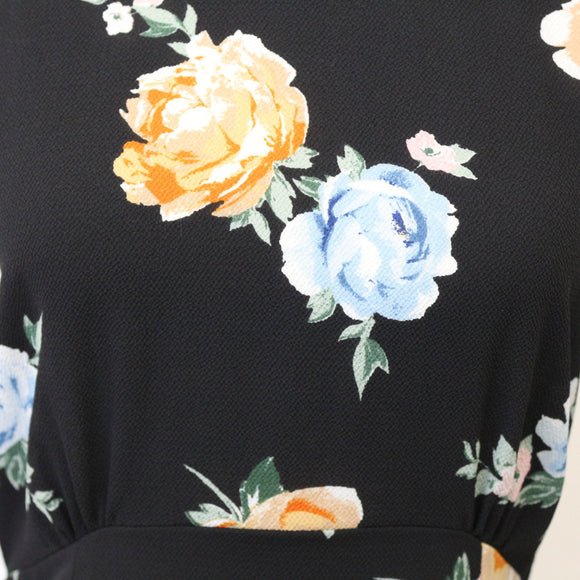 H&M Black Floral Mini Dress, Size 8