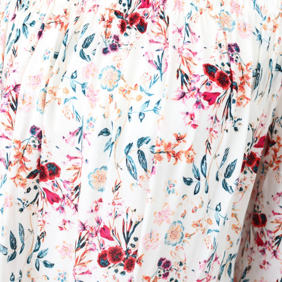 Woolies White Floral Off-Shoulder Blouse, Size 10