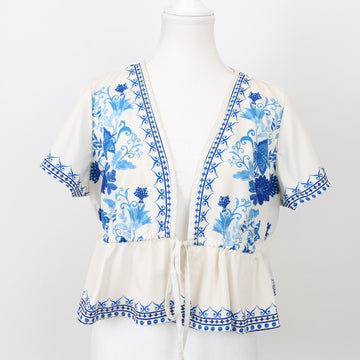 SHEIN Greek-Print Crop Top, Size L