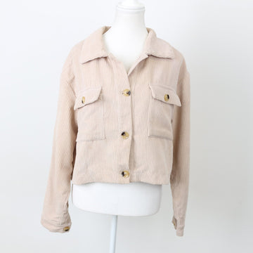 SHEIN Beige Corduroy Cropped Shacket, Size S
