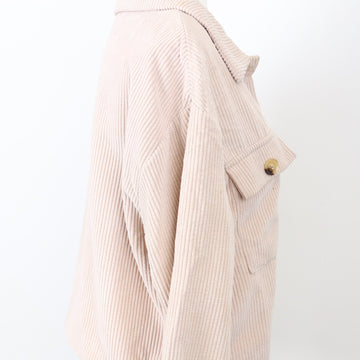 SHEIN Beige Corduroy Cropped Shacket, Size S - 0