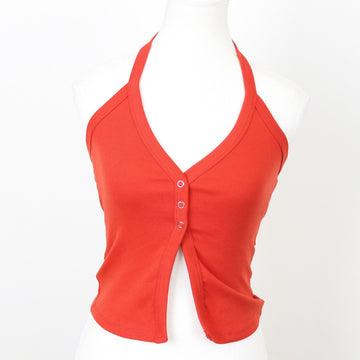 Orange Button-Up Blouse, Size 2XS