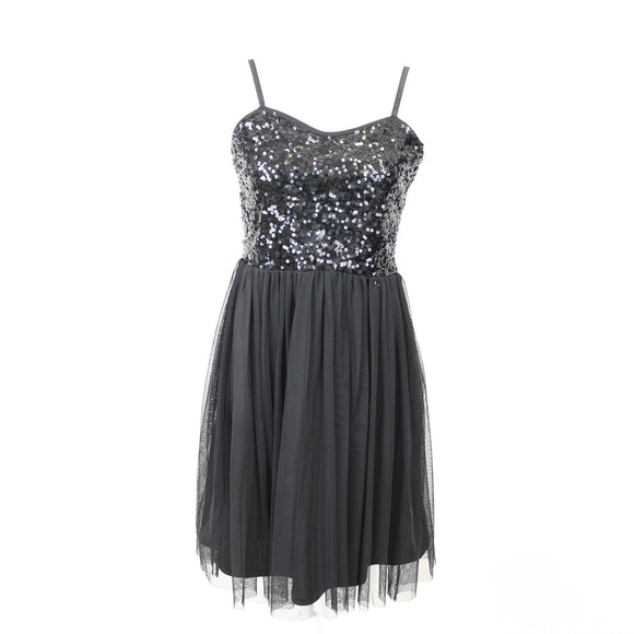 Black Sequin and Tulle Dress, Size 6