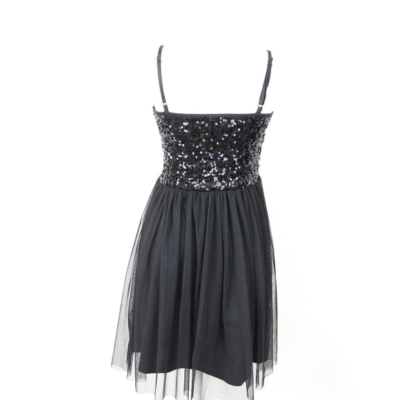 Black Sequin and Tulle Dress, Size 6