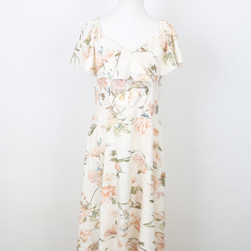 SHEIN Cream Floral Maxi Dress, Size M
