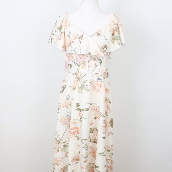 SHEIN Cream Floral Maxi Dress, Size M