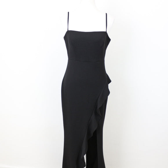 Black Bodycon Strappy Maxi Dress, Size L